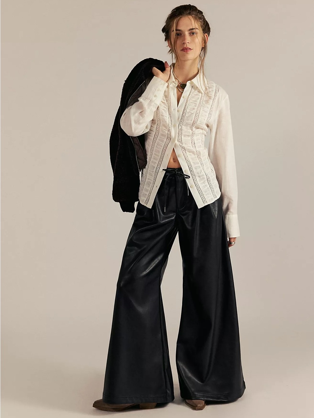 *NWOT* Free People Julien Wide Leg Vegan Leather Pants